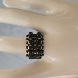Vintage Petit Point Turquoise and Sterling Ring